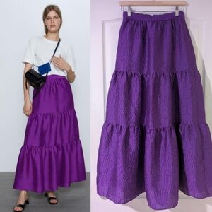 NWT Zara | Voluminous Midi Skirt In Purple